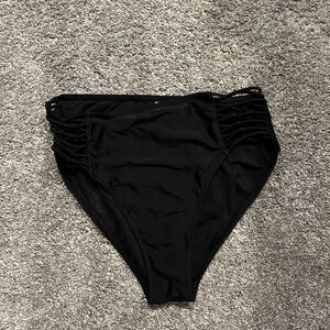 Xhilaration Black High-Waist Swim Bottom with Strappy Sides